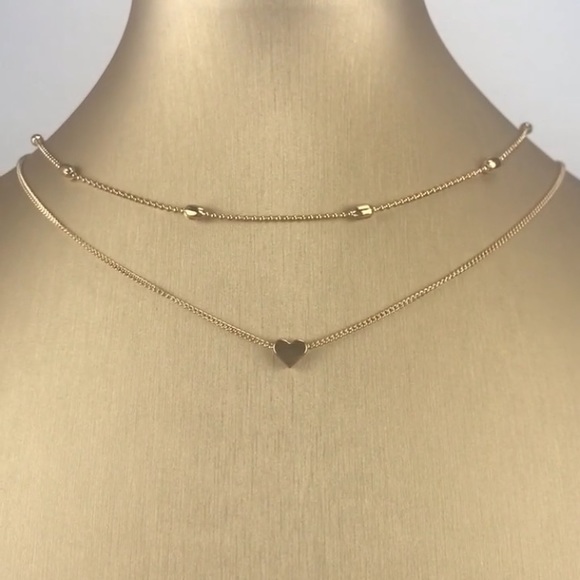 ⚜️[𝟯/$𝟭𝟴]⚜️NEW 2 Layered Tiny Heart Charm Beaded Choker - Picture 8 of 15